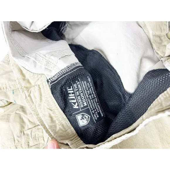 Kuhl Cargo Shorts Men 36 X 12 Tan Patina  Cotton/Nylon Light Hiking Gorpcore GUC - Picture 5 of 10